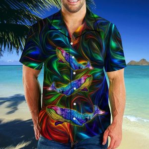 Whale Hippie Colorful Unique Design Hawaiian Shirt- For men and women - Fanshubus