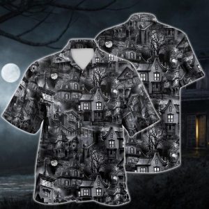 Wicked Eve Haunted Houses Halloween Hawaiian Shirt- For men and women - Fanshubus