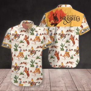 Wild West Rodeo Cowboy Hawaiian Shirt  -  Crazy Funny Hawaiian Shirt  -  Western Vintage Hawaiian Shirt .
