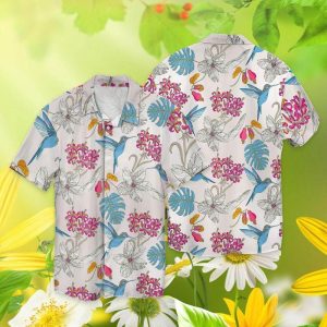 Wildflowers And Hummingbird 3D Full Print Hawaiian Shirt Shirt- For men and women - Fanshubus