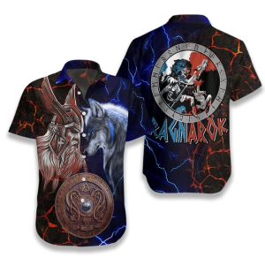 Wolf Viking Odin Fenrir Battle Hawaiian Shirt- For men and women - Fanshubus