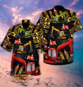 Work Hard With Excavator Aloha Hawaiian Shirt- For men and women - Fanshubus