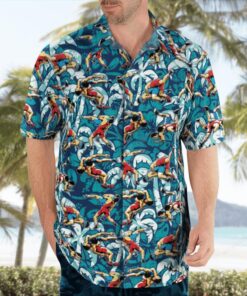 Wrestling Tropical Blue Hawaiian Shirt