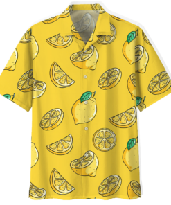 Yellow Lemon Fruit Hawaiian Shirt - For men and women - Fanshubus