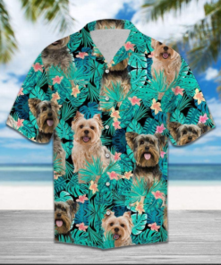 Yorkshire Terrier Tropical Polyester Hawaiian Shirt- For men and women - Fanshubus