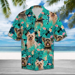 Yorkshire Terrier Tropical Polyester Hawaiian Shirt- For men and women - Fanshubus