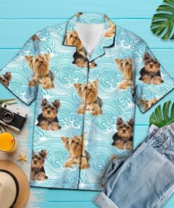 Yorkshire Terrier Waves Blue Best Design Hawaiian Shirt- For men and women - Fanshubus