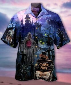 ZombieShirt Party Halloween Hawaiian Shirt | UniShirtex | Adult |- For men and women - Fanshubus