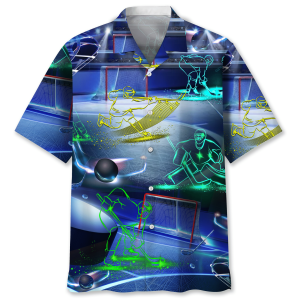 Hockey Neon Hawaiian Shirt