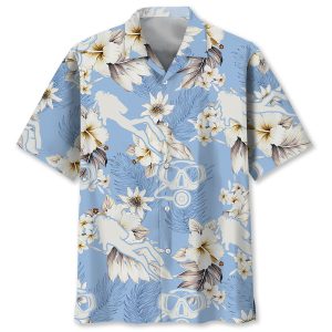 Diving White Flower Hawaiian Shirt