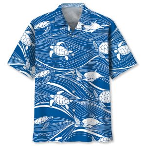 Turtle Wave Pattern Hawaiian Shirt