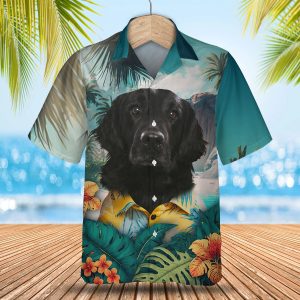 Flat Coated Retriever - 3D Tropical Hawaiian Shirt