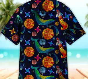 Unisex Blue Whale In The Universe Hawaiian Shirt For Men & Women, Aloha Hawaiian Shirt Short Sleeve Hawaiian