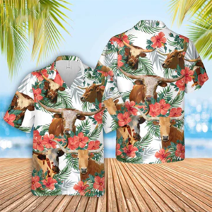 Texas Longhorn Hawaiian Flowers Hawaiian Shirt