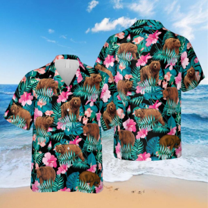 Tropical Plants Grizzly Bear Hawaii Shirt, Summer Outfit