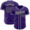 Custom Purple Black Pinstripe Gray Authentic Baseball Jersey