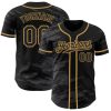 Custom Black Steel Gray Splash Ink Old Gold Authentic Baseball Jersey