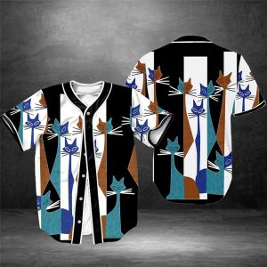 Abstract Cats Baseball Tee Jersey Shirt Printed 3D