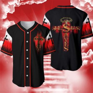 Amazing Jesus Saves Red Black Baseball Tee Jersey Shirts 3D