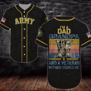 Army Veteran Dad Grandpa Baseball Tee Jersey Shirts 3D