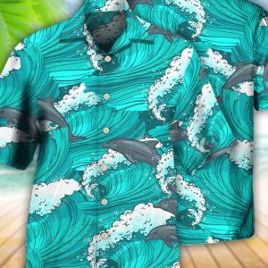 Dolphin Loves Fresh Ocean And Summer, Funny Hawaiian Shirt, Hawaiian Shirt Women Man, Hawaii Shirt Party Summer, Hawaiian Set Gift.