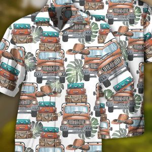 Car And Luggage Tropical Leaf - Hawaiian Shirt, Beach Party Matching Shirt for Men/Women, Couple Outfit, Meaningful Birthday Presents.