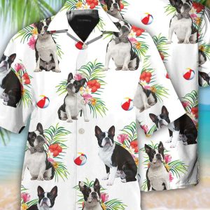 Boston Terrier Dog Ball Tropical Floral, Personalized Pet Aloha Shirt, Hawaii Shirt Party Summer, Hawaiian Set Gift, Gift For Lover Animal.