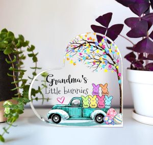Personalized Grandma Little Bunnies Acrylic Plaque, Custom Nana with Kids Easter Day Gift, Christian Easter Decor, Christian Easter Gift
