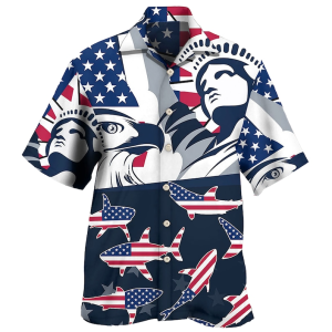 Shark America Independence Day Hawaiian Shirts