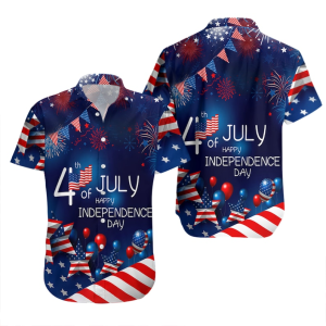US Independence Day Hawaiian Shirt, 4th July Aloha Gift, God Bless America Hawaii Shirt, USA Flag Shirt