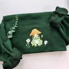 Frog And Daisy Embroidered Sweatshirt ,Mushroom Crewneck Sweatshirt