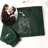 Custom Embroidered Sweatshirt Portrait From Photo, Outline Photo Sweatshirt