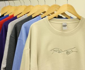 Creation Of Adam Sweatshirt, Embroidered Hoodie, Line Art Shirt, God Adam Hands, Embroidered Sweatshirt, One Line Art Sweatshirt