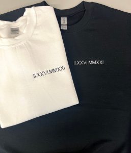 Custom Embroidered Roman Numeral Sweatshirt, Couple Shirt, Honeymoon Shirt, Anniversary Year, Personalized Date Hoodie, Valentines Day Gift