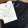 Custom Embroidered Roman Numeral Sweatshirt, Couple Shirt, Initial On Sleeve, Anniversary Year, Date on Neckline, Valentines Day Gift