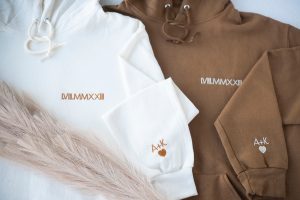 Custom Embroidered Roman Numeral Hoodie, Personalized Couples Gifts, Anniversary Gifts, Valentine's Day Gifts, Valentine's Day Gifts Couples