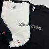 Custom Embroidered Location Coordinates Sweatshirt, Couple Shirt Initial On Sleeve, Anniversary Gift, GPS Coordinate, Valentine's Day Gift