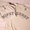 Custom Wifey & Hubby Embroidery Sweatshirt, Personalized Matching Couple Hoodie With Est Date, Newlywed Honeymoon Outfit, Anniversary Gifts