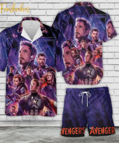 Avengers Team Hawaiian Shirt Set | Avengers Hawaiian Style | Unisex Hawaiian Set | Movie Hawaiian Style