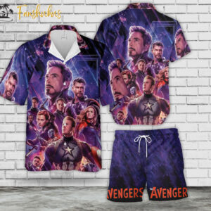 Avengers Team Hawaiian Shirt Set | Avengers Hawaiian Style | Unisex Hawaiian Set | Movie Hawaiian Style
