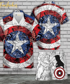 Captain America Hawaiian Shirt Set | Avengers Hawaiian Style | Unisex Hawaiian Set | Movie Hawaiian Style