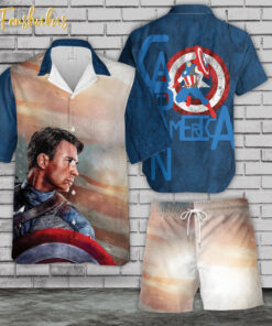 Captain America Hawaiian Shirt Set | Avengers Hawaiian Style | Unisex Hawaiian Set | Movie Hawaiian Style