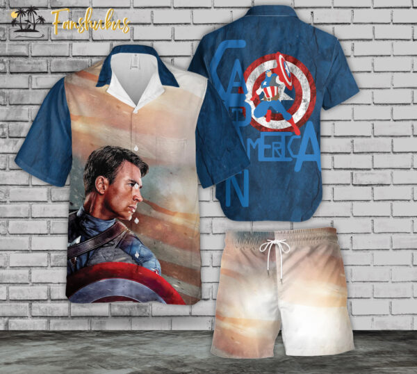 Captain America Hawaiian Shirt Set | Avengers Hawaiian Style | Unisex Hawaiian Set | Movie Hawaiian Style