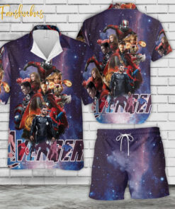 Avengers Team Hawaiian Shirt Set | Avengers Hawaiian Style | Unisex Hawaiian Set | Movie Hawaiian Style