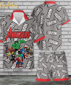 Avengers Team Hawaiian Shirt Set | Avengers Hawaiian Style | Unisex Hawaiian Set | Movie Hawaiian Style