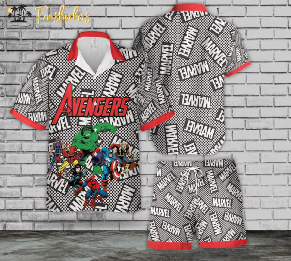 Avengers Team Hawaiian Shirt Set | Avengers Hawaiian Style | Unisex Hawaiian Set | Movie Hawaiian Style