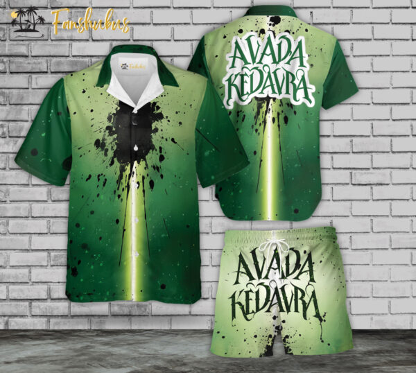 Avada Kedavra Spell Hawaiian Shirt Set | Harry Potter Hawaiian Style | Unisex Hawaiian Set | Movie Hawaiian Style