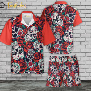 Rose Sull Hawaiian Shirt Set | Tropical Hawaiian Style | Unisex Hawaiian Set | Rose Hawaiian Style