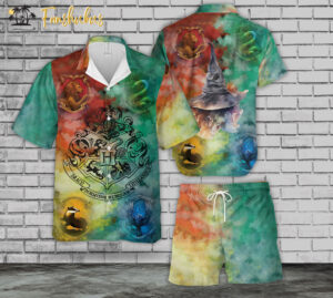 Hogwarts Hawaiian Shirt Set | Harry Potter Hawaiian Style | Unisex Hawaiian Set | Movie Hawaiian Style