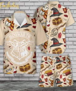 Hogwarts Hawaiian Shirt Set | Harry Potter Hawaiian Style | Unisex Hawaiian Set | Movie Hawaiian Style